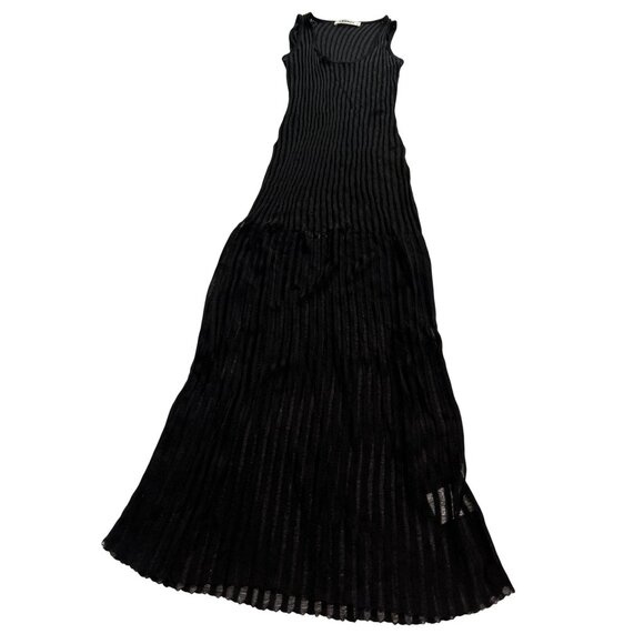 Venroy Drop Needle Rib Knitted Tank Dress in Black